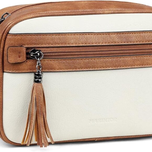 Adjustable Vegan Leather Crossbody Handbag with Multi-Pocket Design for Women - Picture 1 of 8